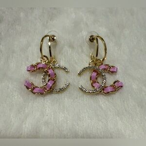 Pink Gold CC Drop Earrings